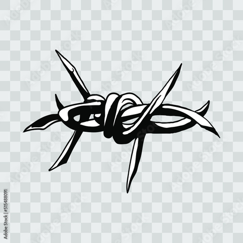 Barbed wire vector illustration isolated on transparent background