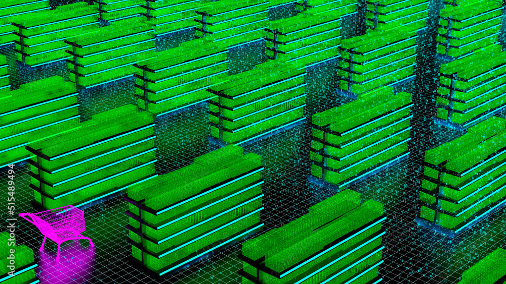 Metaverse based shop concept. Metaphor for shopping in metaverse space