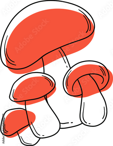 Mushrooms. Stylized mushrooms. Food. Organic food products. Vegetable vegetarian food. Vegetables vector.