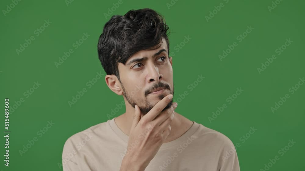 Portrait arabic man stand in green studio thoughtful indian guy pondering create plan search for solution excited make gesture raises finger come up with good idea finds answer feel inspiration eureka Portrait arabic man stand in green studio thoughtful indian guy pondering create plan search for solution excited make gesture raises finger come up with good idea finds answer feel inspiration eureka