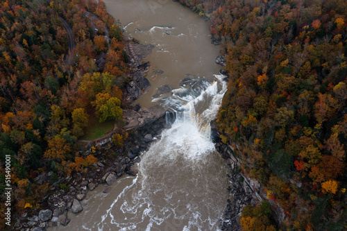 Aerial of Cumberland Falls - Long Exposure of Waterfall in Autumn - Cumberland Falls State Park - Appalachian Mountain Region - Kentucky photo