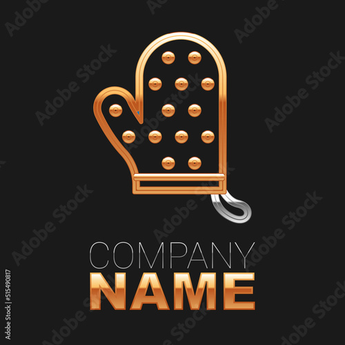 Line Oven glove icon isolated on black background. Kitchen potholder sign. Cooking glove. Colorful outline concept. Vector