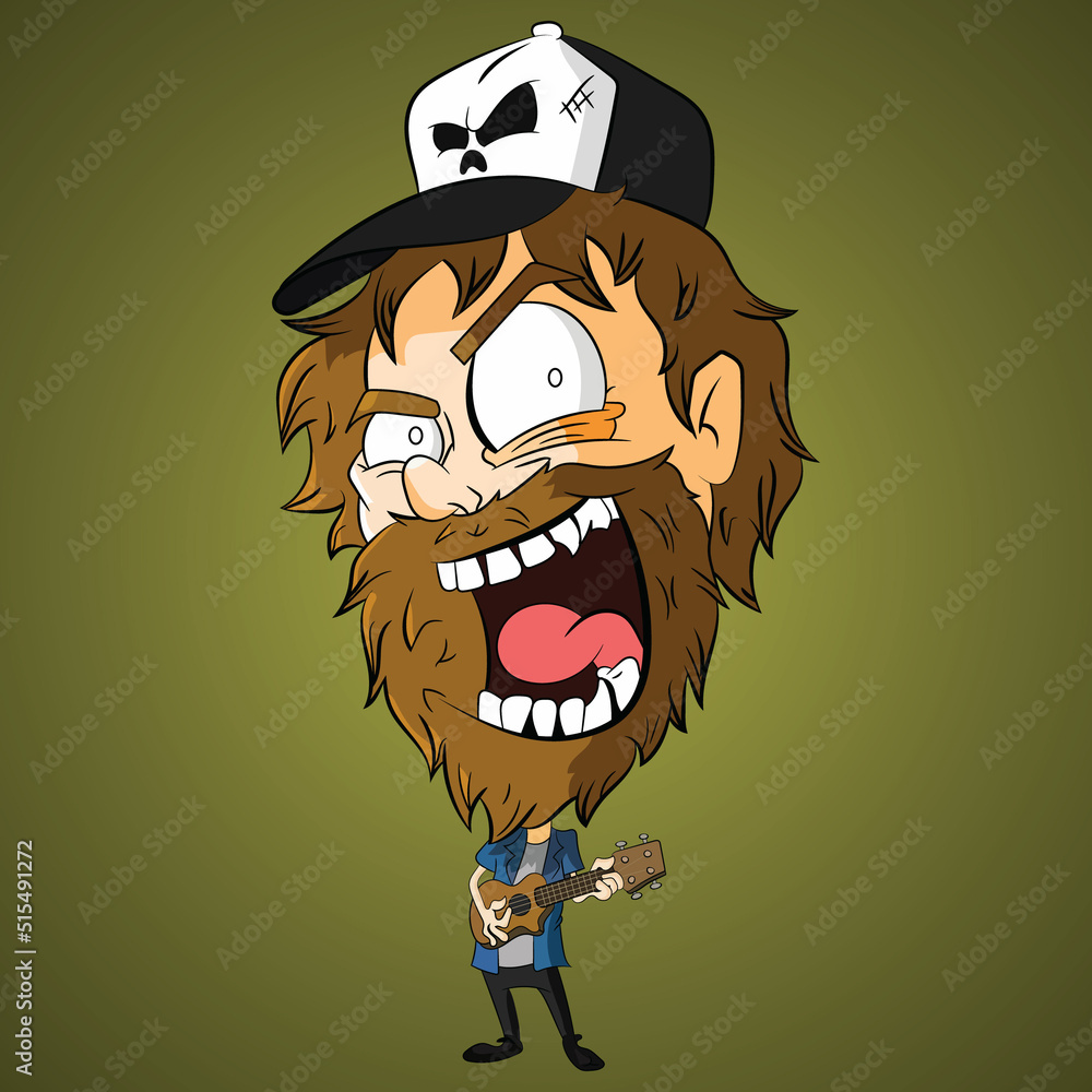 A old man is smiling of guitar vector illustration. man vector illustration.   