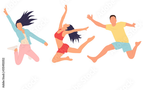 people jump in flat style, isolated, vector