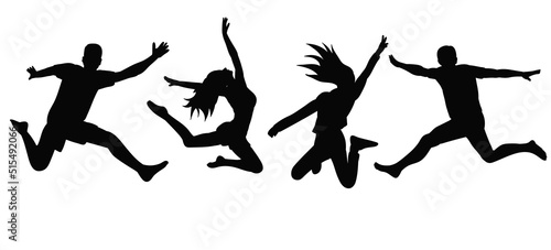 people jumping silhouette, isolated, vector