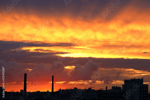 sunset in the city, urban landscape, beautiful background or wallpaper. Saint-Petersburg, Russia