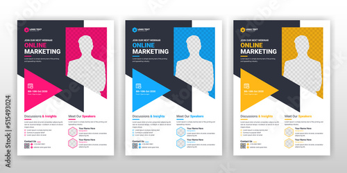 Marketing webinar and corporate flyer template design, Conference flyer	
