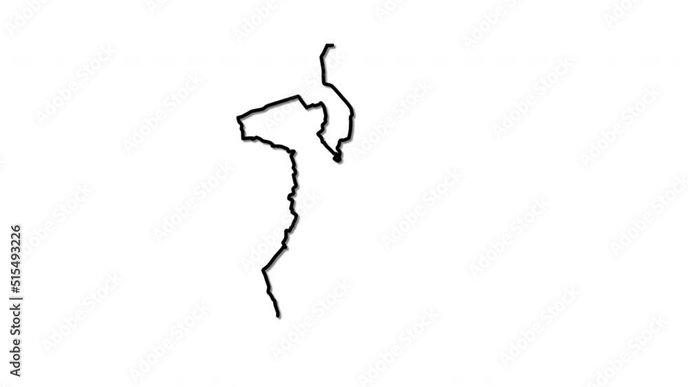 Mozambique map, country territory outline self drawing animation. Line art. Mozambique map, country territory outline self drawing animation. Line art.