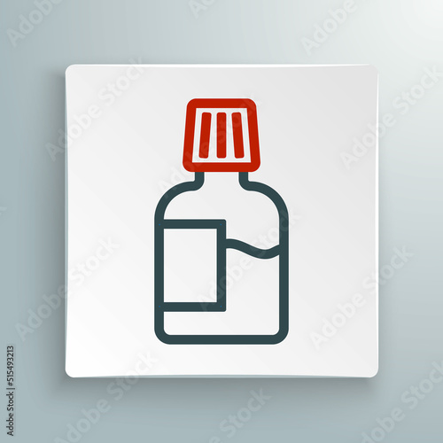 Line Mouthwash plastic bottle icon isolated on white background. Liquid for rinsing mouth. Oralcare equipment. Colorful outline concept. Vector