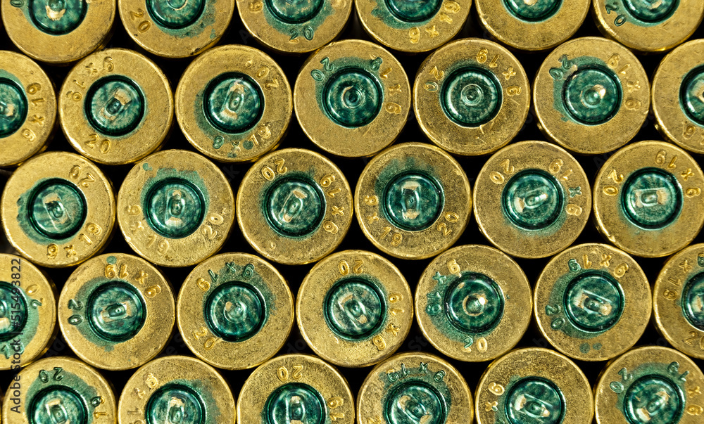 bullet cartridges casings, top view
