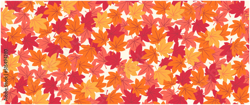 秋、紅葉のシームレスなパターン-手描き-1リピート