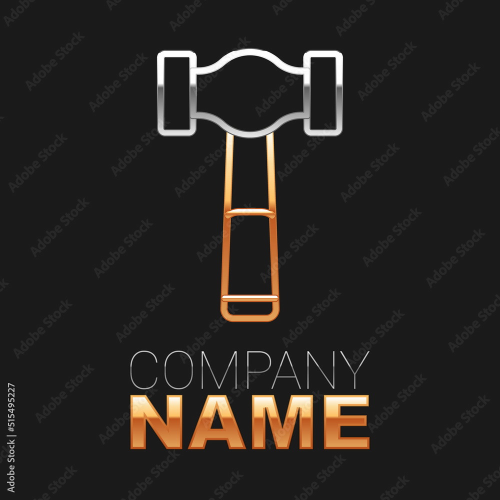 Line Hammer icon isolated on black background. Tool for repair. Colorful outline concept. Vector Line Hammer icon isolated on black background. Tool for repair. Colorful outline concept. Vector