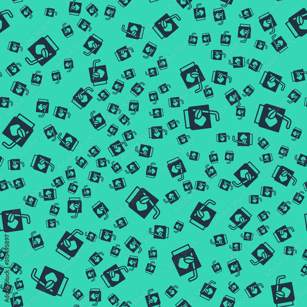 Black Espresso tonic coffee icon isolated seamless pattern on green background. Vector Black Espresso tonic coffee icon isolated seamless pattern on green background. Vector