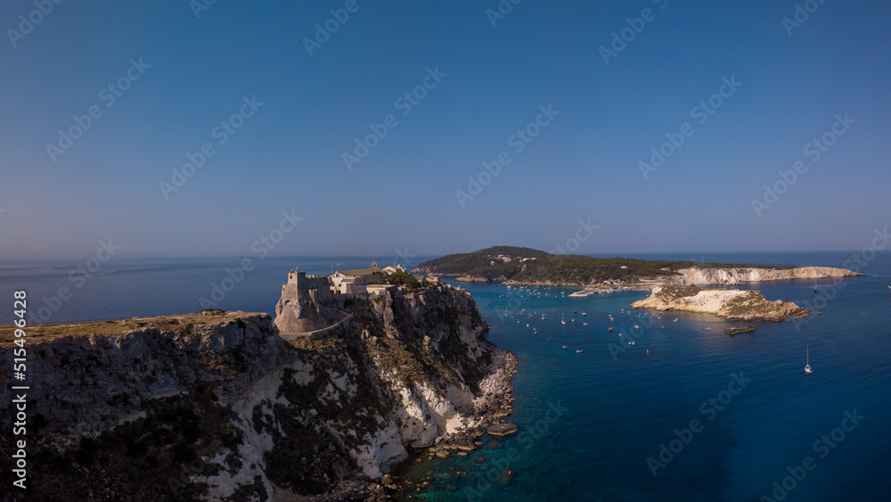 Italy, July 2022: Panoramic aerial view of the Tremiti islands in Puglia