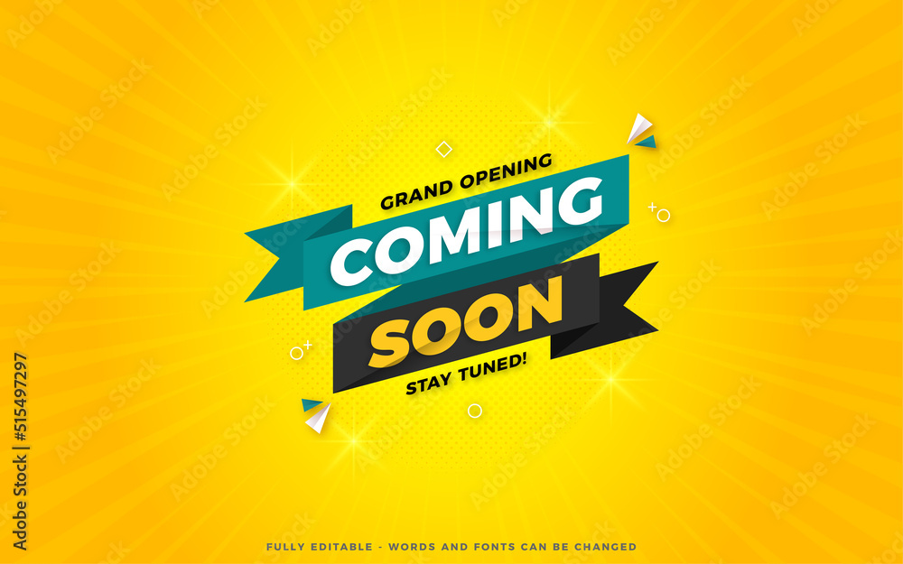 Coming soon sale poster, sale banner design template with 3d editable text effect Coming soon sale poster, sale banner design template with 3d editable text effect