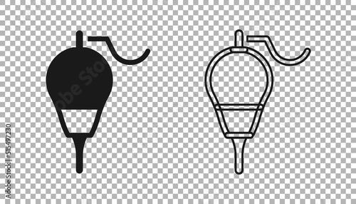 Black Fishing float icon isolated on transparent background. Fishing tackle. Vector