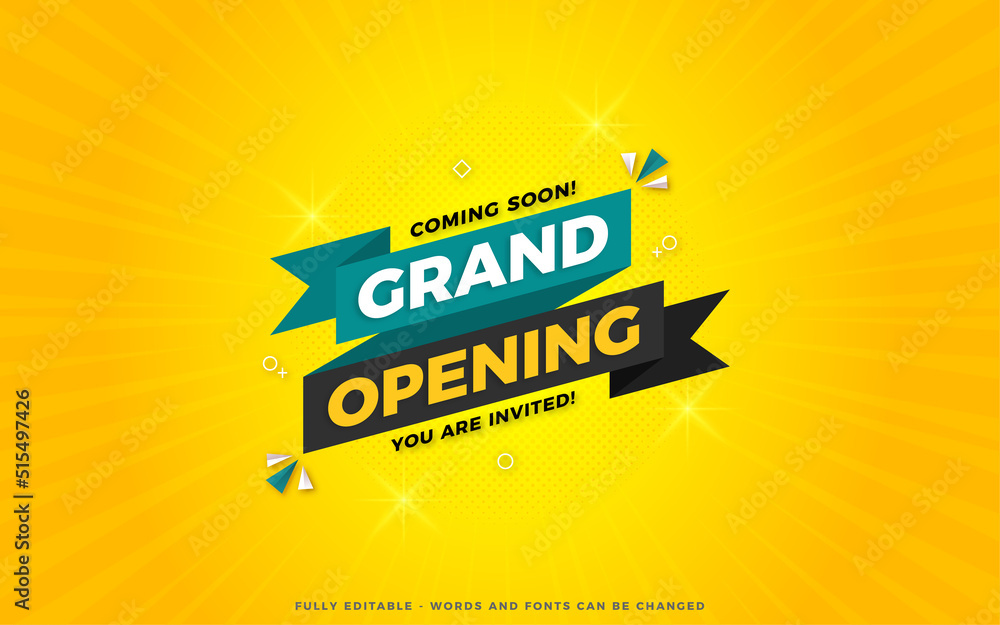 Grand opening sale poster, sale banner design template with 3d editable text effect Grand opening sale poster, sale banner design template with 3d editable text effect