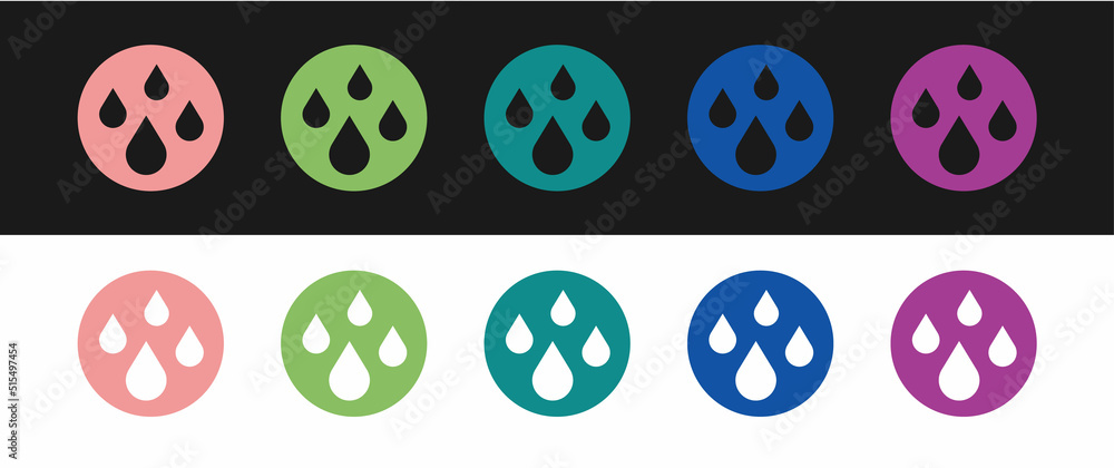 Set Water drop icon isolated on black and white background. Vector Set Water drop icon isolated on black and white background. Vector