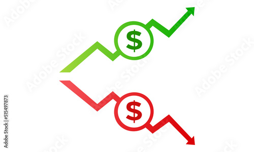 Vector icon dollar falling down rising up finance icons eps10