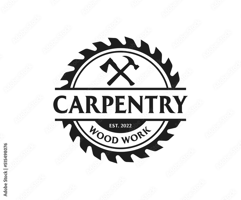 Carpentry Woodworking Retro Vintage Logo Design