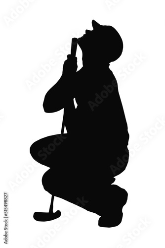 Disgusted Angry Golfer Series - Missed Put Player Crouching