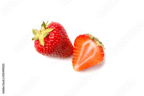 Strawberries isolated on white, top view