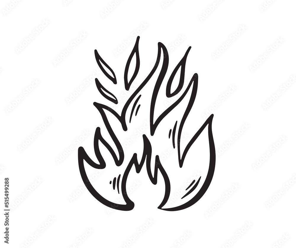 Bonfire set, hand drawn illustration, flame, burning. Bonfire set, hand drawn illustration, flame, burning.