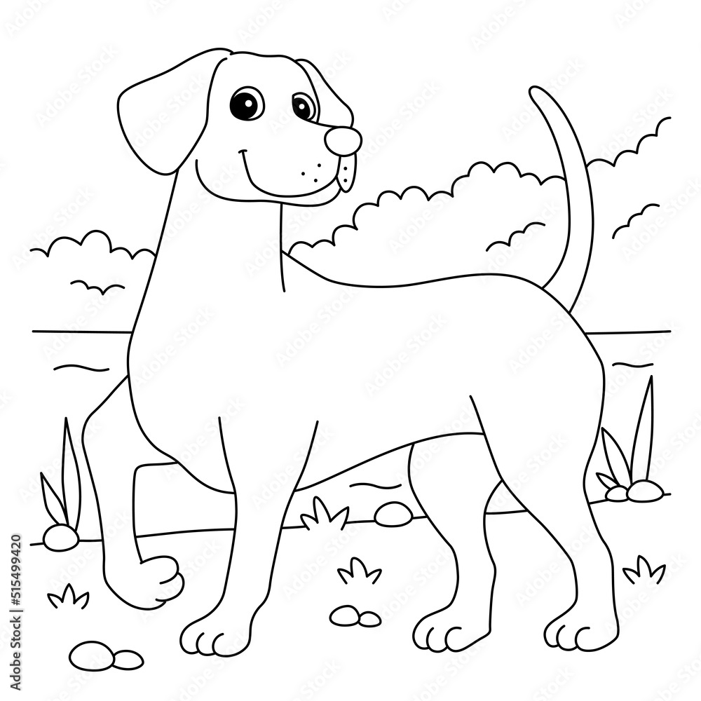 Vizsla Dog Coloring Page for Kids Stock Vector | Adobe Stock