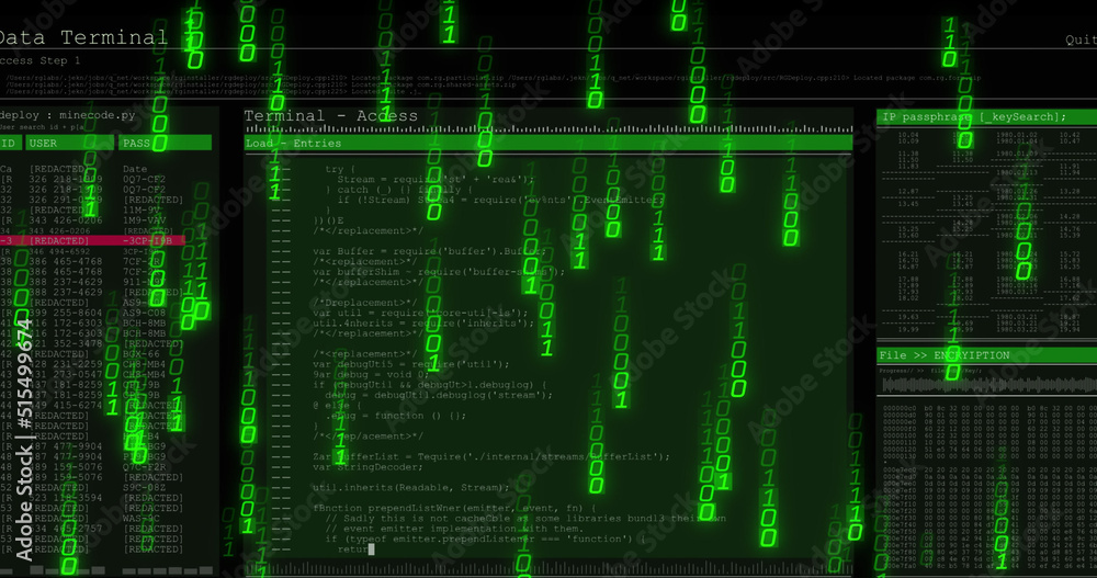 Image of data processing on black background Image of data processing on black background