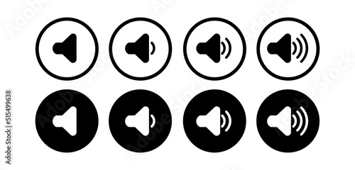 set of round black sound icons with outline eps10