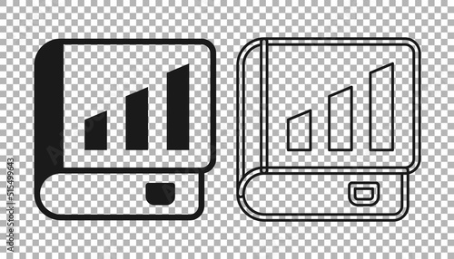 Black Financial book icon isolated on transparent background. Vector