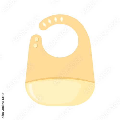 Silicone or plastic baby bib with a pocket icon in flat style isolated on white background.