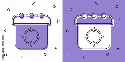 Set Target sport icon isolated on white and purple background. Clean target with numbers for shooting range or shooting. Vector