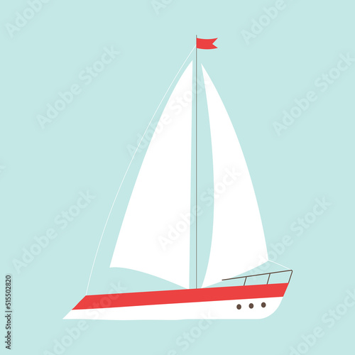 Canvas-taulu Vector illustration of a sailing yacht.Water transport.