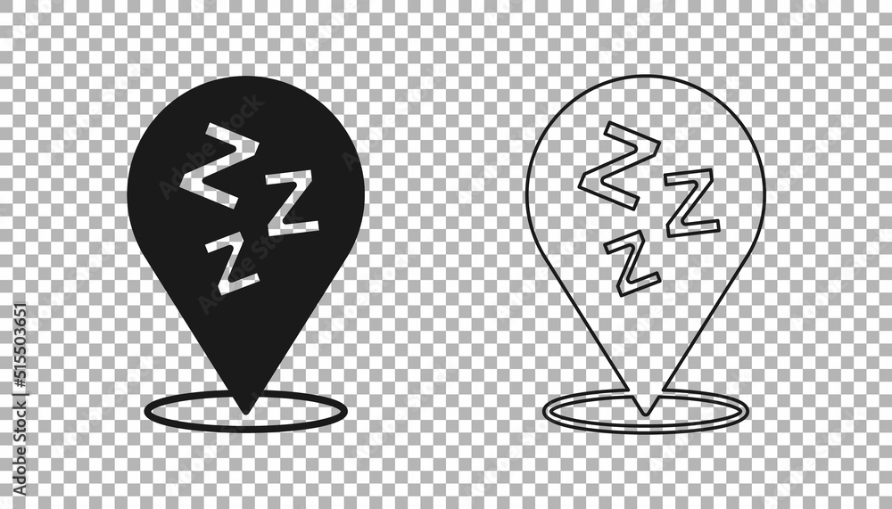 Black Sleepy icon isolated on transparent background. Sleepy zzz talk bubble. Vector Black Sleepy icon isolated on transparent background. Sleepy zzz talk bubble. Vector