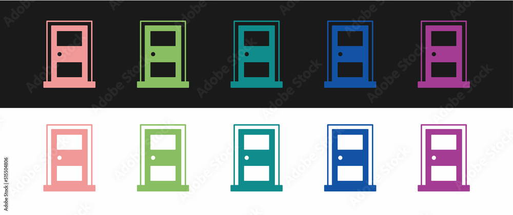 Set Closed door icon isolated on black and white background. Vector Set Closed door icon isolated on black and white background. Vector