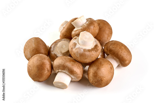 Brown champignons, isolated on white background.