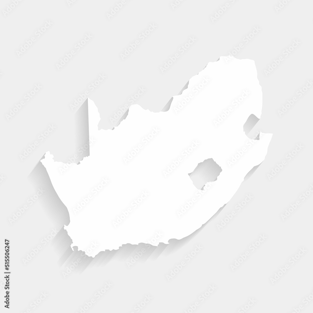 Simple white South Africa map on gray background, vector