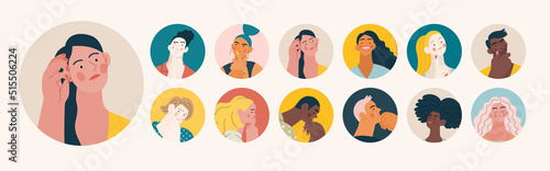 People portrait - Avatars, Thinking people -Modern flat vector concept illustration of people in thoughts, face portraits, round user avatars. Creative landing web page template