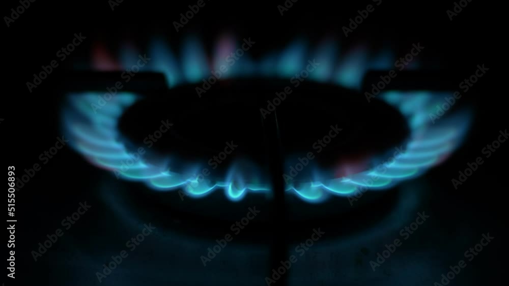 Gas cooker with burning flames of blue propane gas. Gas cooker with burning flames of blue propane gas.