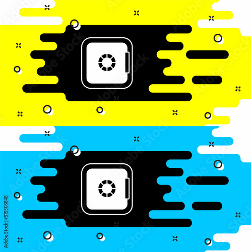 White Safe icon isolated on black background. The door safe a bank vault with a combination lock. Reliable Data Protection. Vector