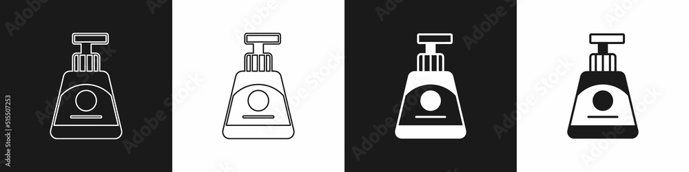 Obraz premium Set Cream or lotion cosmetic tube icon isolated on black and white background. Body care products for woman. Vector