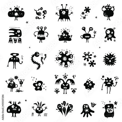 microbes monsters  vector characters set , design elements