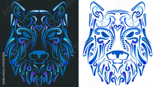 wolf mexican huichol talavera art illustration pack collection in vector format photo