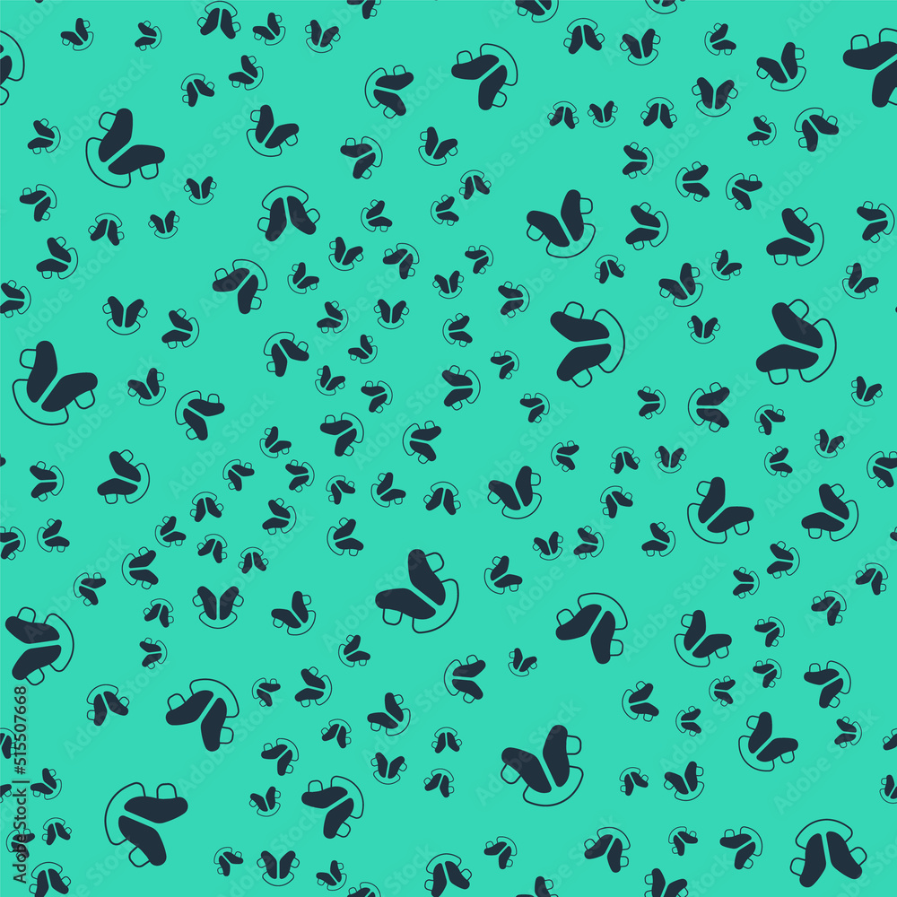 Black Dental tooth plate icon isolated seamless pattern on green background. Vector Black Dental tooth plate icon isolated seamless pattern on green background. Vector