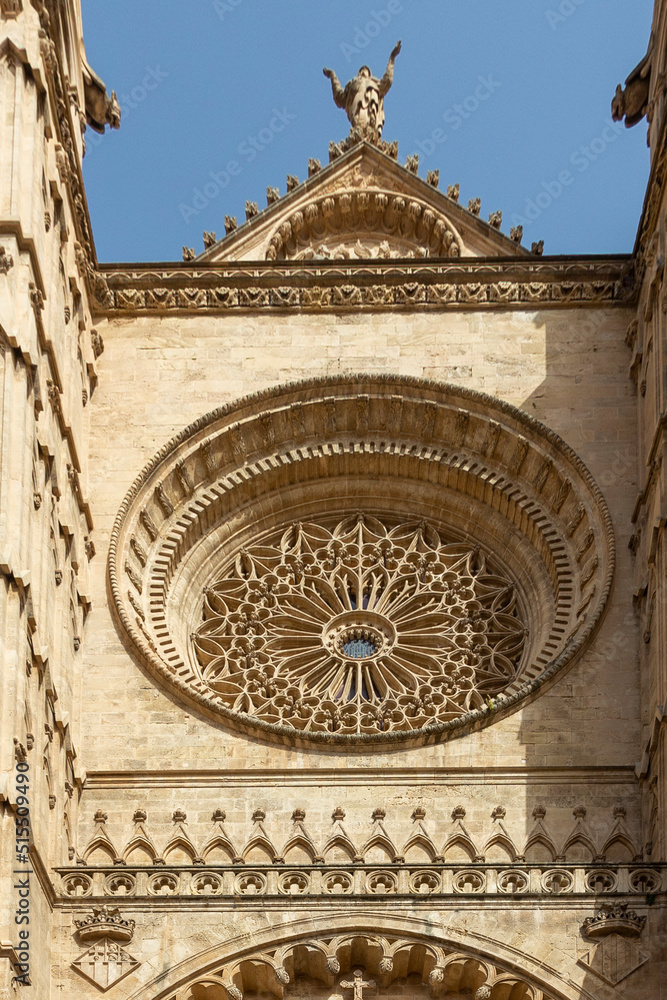 Architectural details of the gothic La Seu Cathedral of Palma de Mallorca