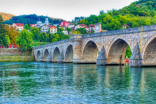 Obraz na płótnie Old Bridge of Mehmed Pasha Sokolovic over Drina river in Visegrad, Bosnia and Herzegovina. w salonie