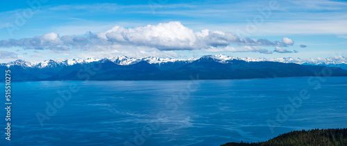 High definition panorama of the mountains at Icy Strait Point near Hoonah in Alaska photo
