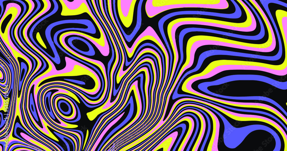 Ebru marbling 1960s-style background. Psychedelic trippy vector illustration.