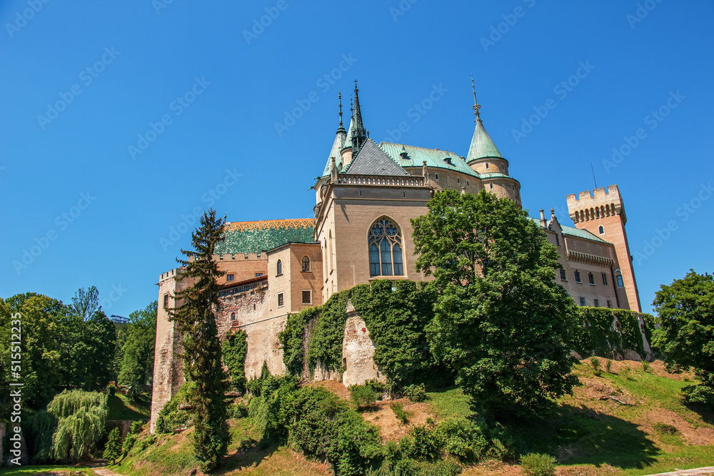 Beautiful Bojnice castle in Slovakia, Central Europe, UNESCO. Medieval architectural monument.